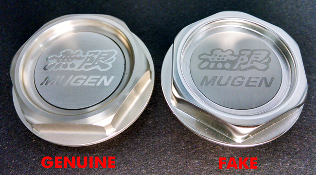1 Mugen Gen 1 Oil Filler Cap Genuine versus Fake