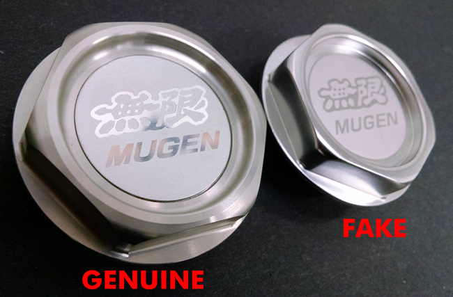 2 Mugen Gen 1 Oil Filler Cap Genuine versus Fake